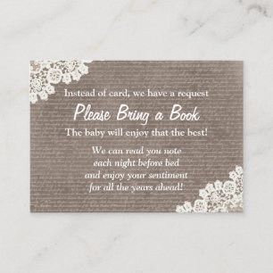Carte D'accompagnement Dentelle vintage Apporter un Baby shower de livre