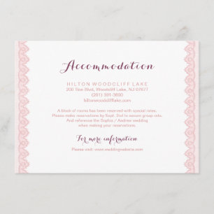 Carte D'accompagnement Dentelle vintage rustique hébergement mariage