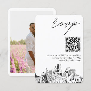 Carte D'accompagnement Denver Mariage Moderne RSVP QR Code