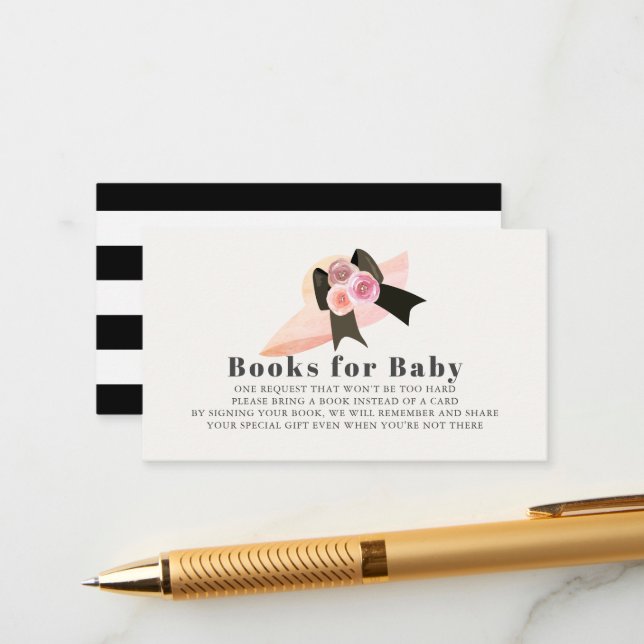 Carte D'accompagnement Derby Style Big Rose Casquette Livres Roses pour b (Devant/Arrière en situation)