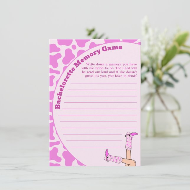 Carte D'accompagnement Dernier Rodeo Rose Cowgirl Bachelorette jeu de mém (Debout devant)