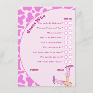 Carte D'accompagnement Dernier Rodéo Vachette Rose Jeu de Fête de Fiançai