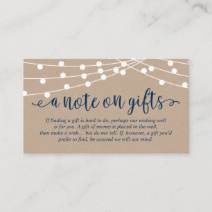 Carte D'accompagnement Des lampes à cordes Kraft, Navy Blue, Une note sur