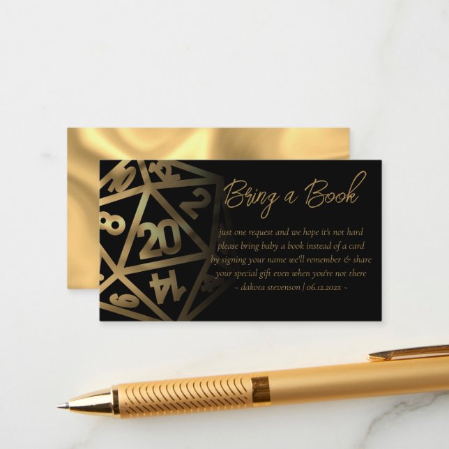 Carte D'accompagnement Dés RPG | Demande de livre de table PnP Gold Imagi (Devant/Arrière en situation)