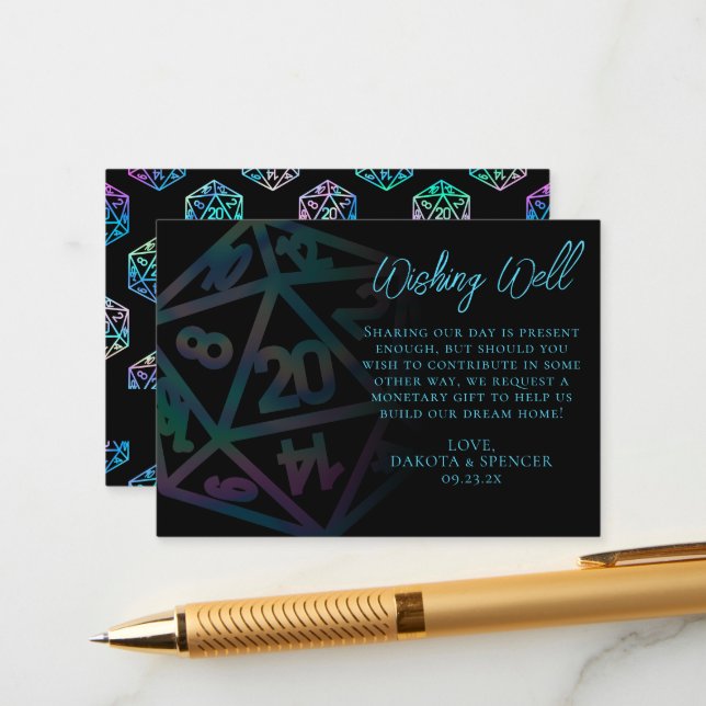 Carte D'accompagnement Dés RPG | Holo Imaginaire PnP Tabletop Wishing wel (Devant/Arrière en situation)