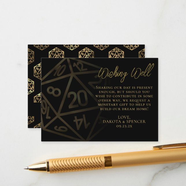 Carte D'accompagnement Dés RPG | Imaginaire Or Tabletop Wishing well (Devant/Arrière en situation)