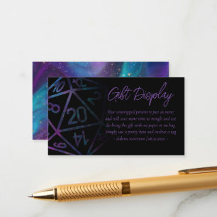 Carte D'accompagnement Dés RPG Nebula Imaginaire Tabletop cadeau sur éc