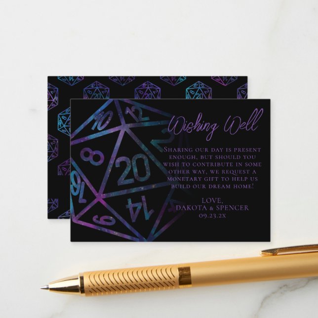 Carte D'accompagnement Dés RPG | Nebula Imaginaire Tabletop Wishing well (Devant/Arrière en situation)