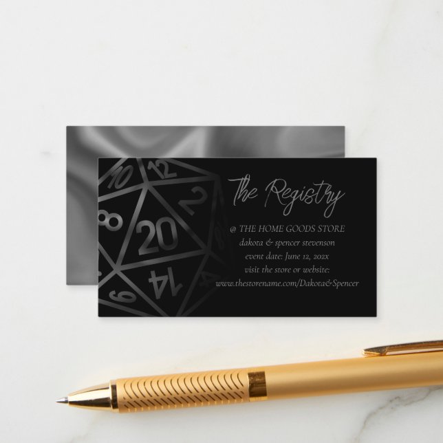 Carte D'accompagnement Dés RPG | Registre des gamers Tabletop Imaginaire  (Devant/Arrière en situation)