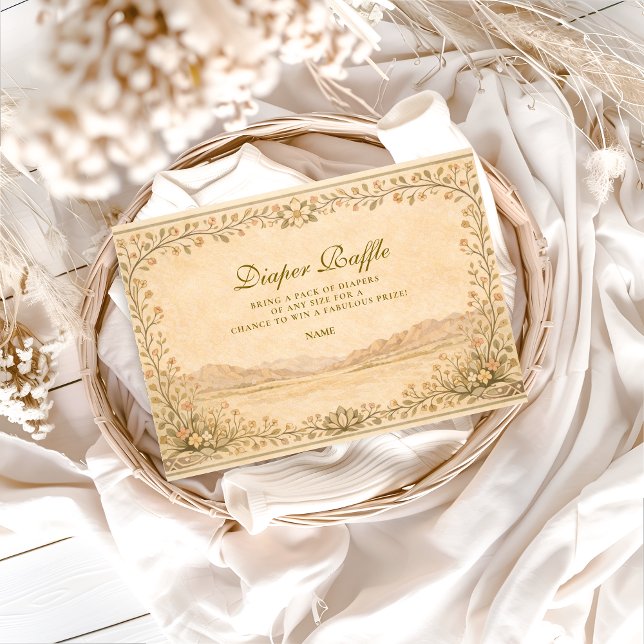 Carte D'accompagnement Desert Botanical Neutral Florals Diapper Raffle  (Créateur téléchargé)