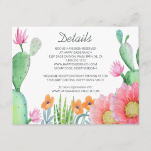 Carte D'accompagnement Desert Dream Rustic Cactus Flowers Détails du Mari