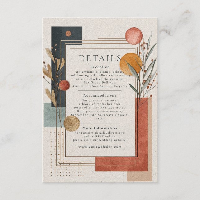 Carte D'accompagnement Désert Moderne Géométrique en Terre Cuite (Devant)