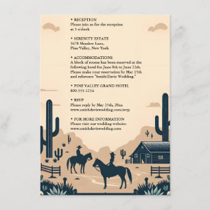 Carte D'accompagnement Desert Rodeo Retro Horse Rustic Western Mariage