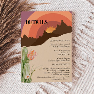 Carte D'accompagnement Desert Sunset Destination Wedding Détails