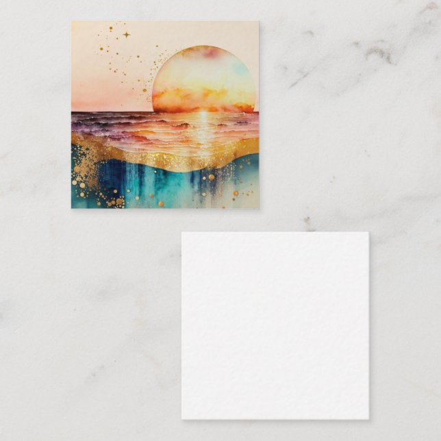 Carte D'accompagnement Design de la gamme Watercolor Beach 3 (Devant / Derrière)