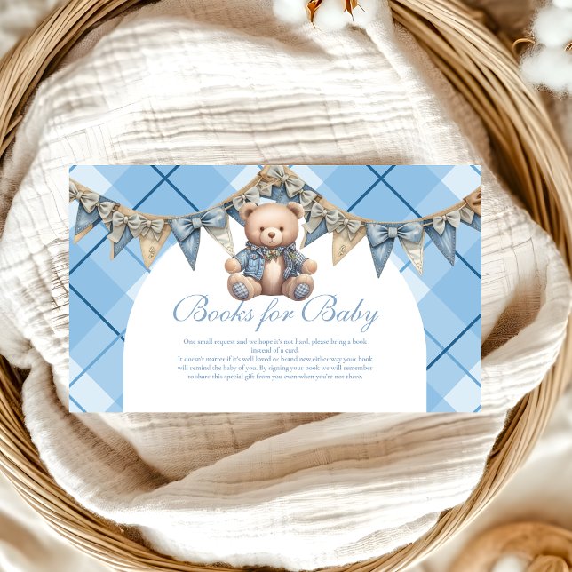 Carte D'accompagnement Design Denim Teddy Bear Baby Showe Livres pour béb (Créateur téléchargé)