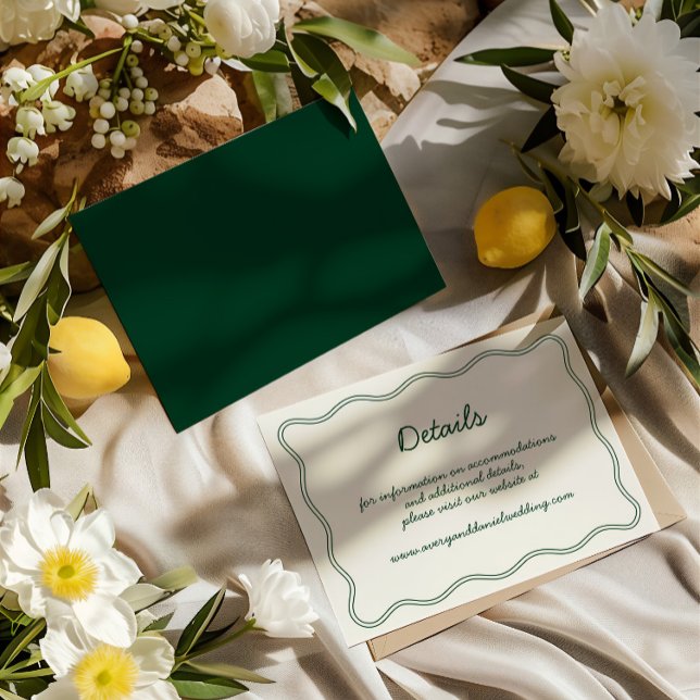 Carte D'accompagnement Dessin à la main - Détails de l'écriture verte Vin (Hand Draw Vintage Green Handwritting Details Enclosure Card)