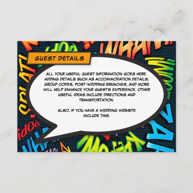 Carte D'accompagnement Dessin amusant Livre Mariage Détails de l'hébergem (Devant)