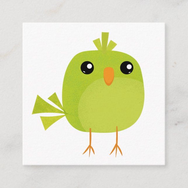 Carte D'accompagnement Dessin animé d'oiseau vert   (Devant)