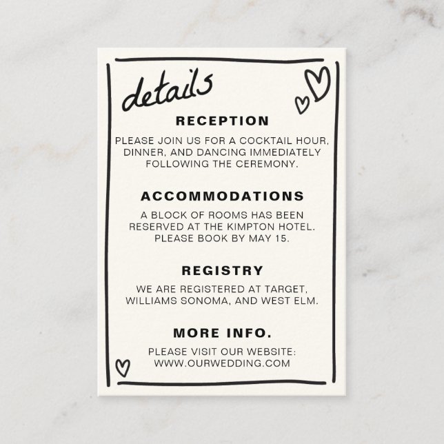 Carte D'accompagnement Dessiné ensemble Mariage (Devant)