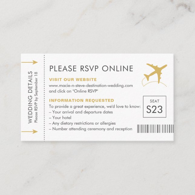 Carte D'accompagnement Destination Mariage en ligne RSVP Détails du voyag (Devant)