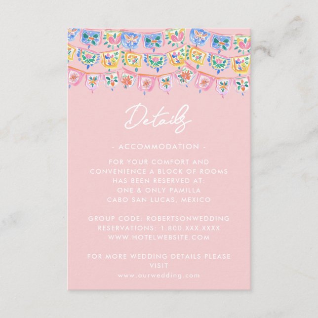 Carte D'accompagnement Destination Mariage Pink Mexico  (Devant)