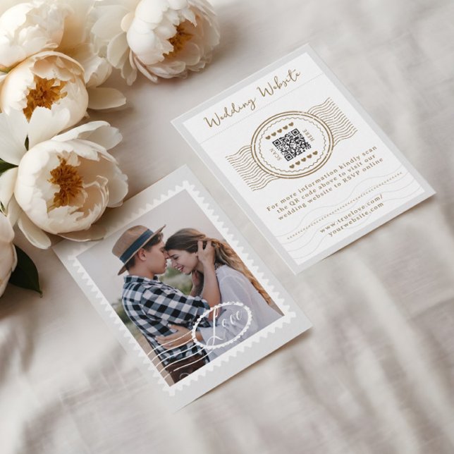 Carte D'accompagnement Destination Mariage thème Voyage QR Code photo (Destination Wedding Travel Theme QR Code Photo Enclosure Card)