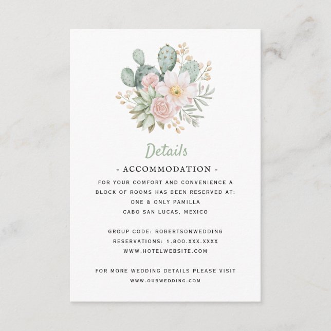 Carte D'accompagnement Destination Mexique | Cactus en Fleurs | Détails (Devant)