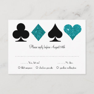 Carte D'accompagnement Destinée turquoise Vegas Mariage RSVP avec choix d