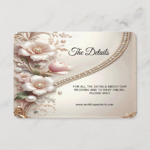 Carte D'accompagnement Détail de broderies de fleurs et de perles