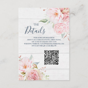 Carte D'accompagnement Détail de code QR de mariage floral rustique à ins