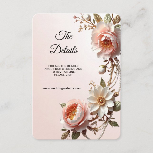 Carte D'accompagnement Détail de fleurs décoratives roses et blanches  (Devant)