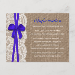Carte D'accompagnement Détail de la collection de Mariages Rustic Blue Bo