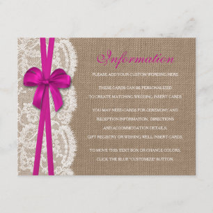 Carte D'accompagnement Détail de la collection de Mariages Rustic Pink Bo