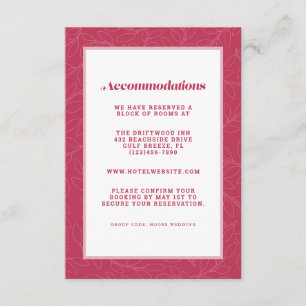 Carte D'accompagnement Détail de l'hébergement de mariage moderne rouge m