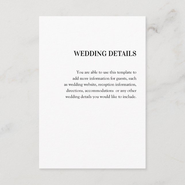Carte D'accompagnement Détail de mariage (Devant)
