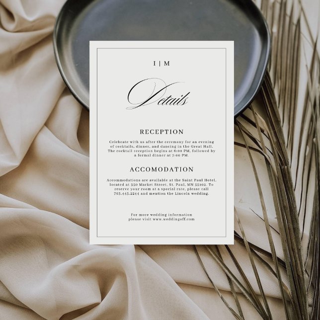 Carte D'accompagnement Détail de mariage à monogramme avec calligraphie é (Créateur téléchargé)