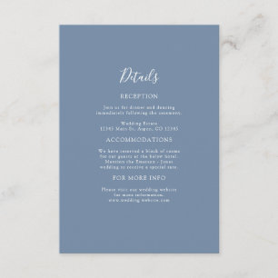 Carte D'accompagnement Détail de mariage bleu poussiéreux