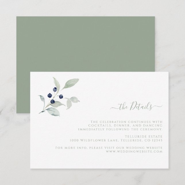 Carte D'accompagnement Détail de mariage botanique simple (Devant / Derrière)