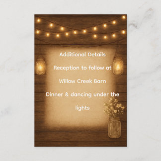 Carte D'accompagnement Détail de mariage dans un pot Mason rustique