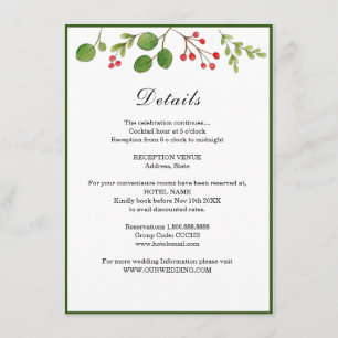 Carte D'accompagnement Détail de mariage d'hiver / Fêtes de mariage hive