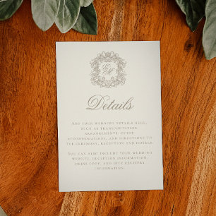 Carte D'accompagnement Détail de mariage élégant avec monogramme en ivoir