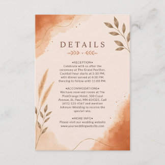 Carte D'accompagnement Détail de mariage en terre cuite botanique moderne