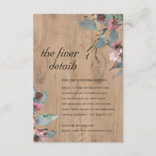 Carte D'accompagnement Détail de mariage floral eucalyptus rose sauvage e