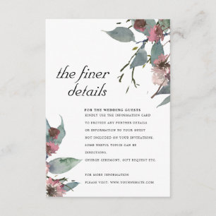 CARTE D'ACCOMPAGNEMENT DÉTAIL DE MARIAGE FLORAL EUCALYPTUS ROSE SAUVAGE R