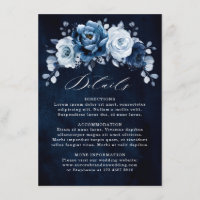 Détail de mariage floral Navy Ardoise Bleu Poussié