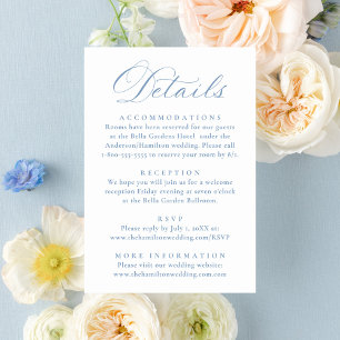 Carte D'accompagnement Détail de mariage floral victorien bleu poussiéreu