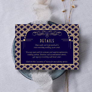 Carte D'accompagnement Détail du Mariage Art Déco Gatsby des années 1920