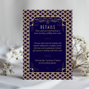 Carte D'accompagnement Détail du Mariage Art Déco Gatsby des années 1920