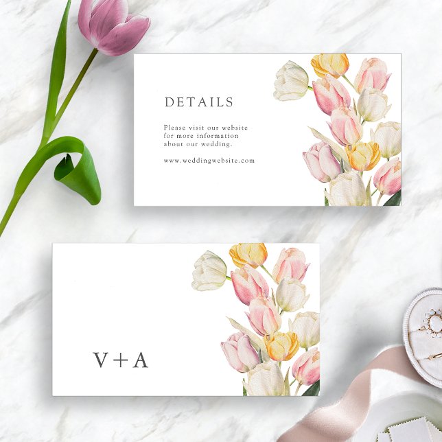Carte D'accompagnement Détail du mariage du printemps moderne (Modern Spring Wedding Detail Enclosure Card Monogram by Painted Paperie
)